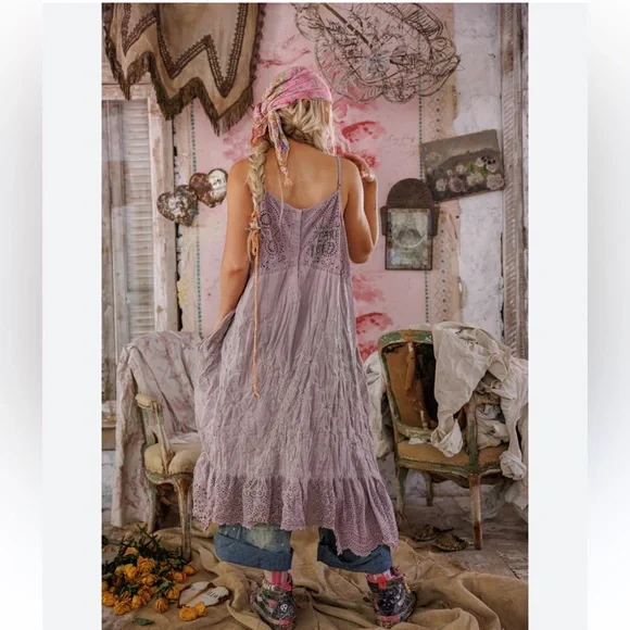 Vintage Magnolia Pearl Dress Linen Gauze Sheer - Picture 16 of 17